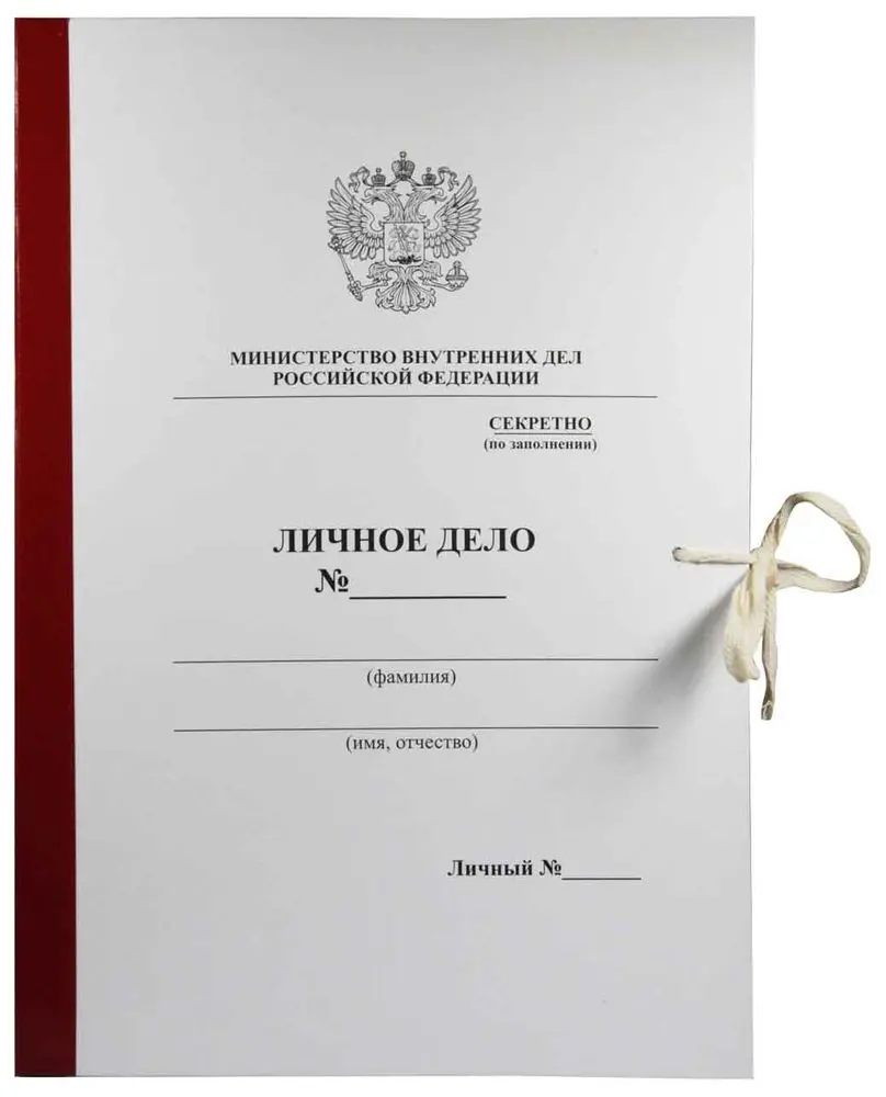 Папка Личное дело, корешок 40 мм, бумвинил бордо, рамка под фото, гребешки бумвинил, конверт, 2 шнурка
