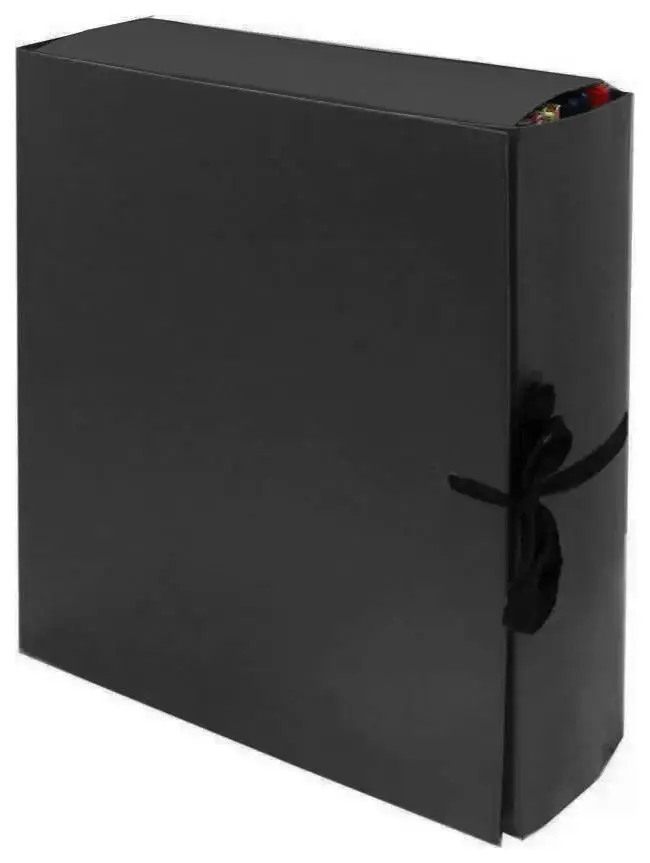 Архивная папка А4, 80 мм, бумвинил, 4 завязки, черная