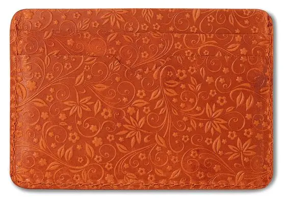 Картхолдер "Бетховен" из натуральной кожи, рыжий, пять отделений, тиснение "Флаверс"