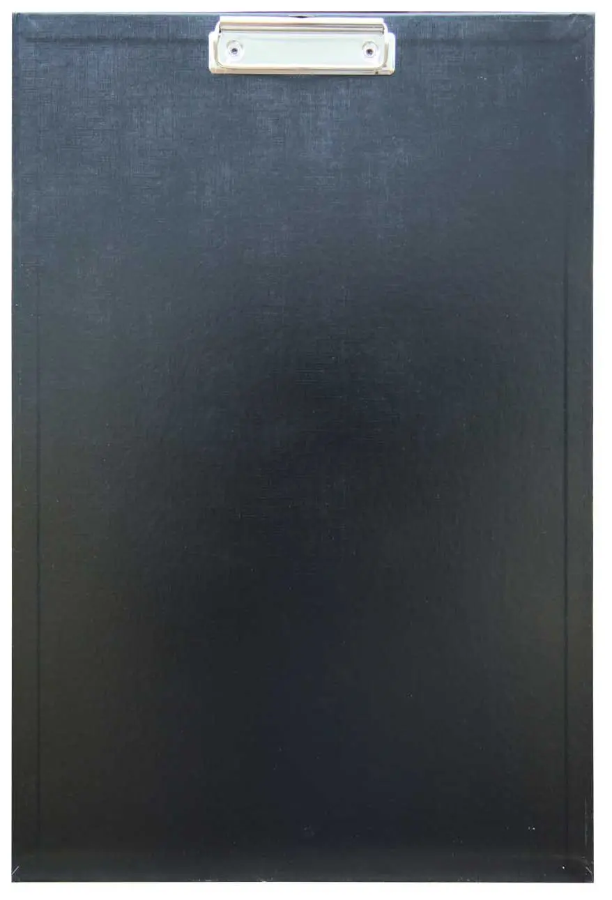 Папка-планшет без крышки, бумвинил А3 с металлическим зажимом (с вытягивыющимся подвесом) черный