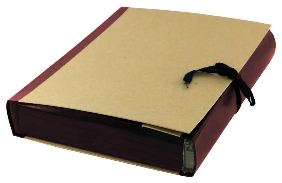 Архивная папка А4, 50 мм, крафт/бумвинил, 4 завязки, бордовая