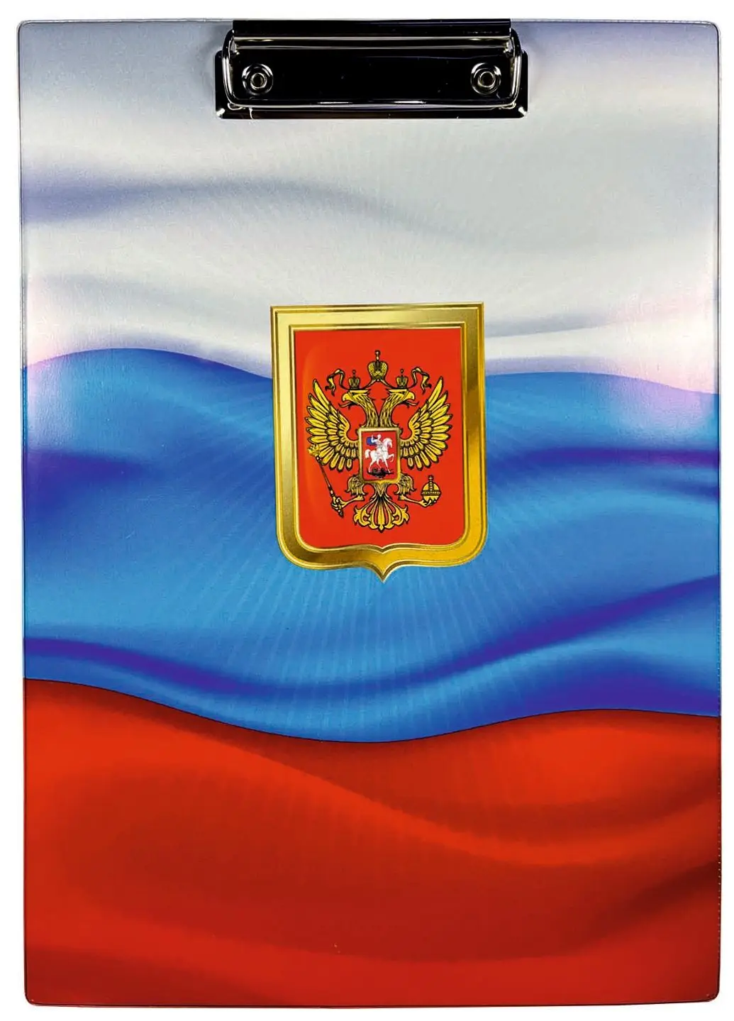 Папка-планшет без крышки, ПВХ А4 с металлическим зажимом (без вытягивающегося подвеса) принт "С Флагом"