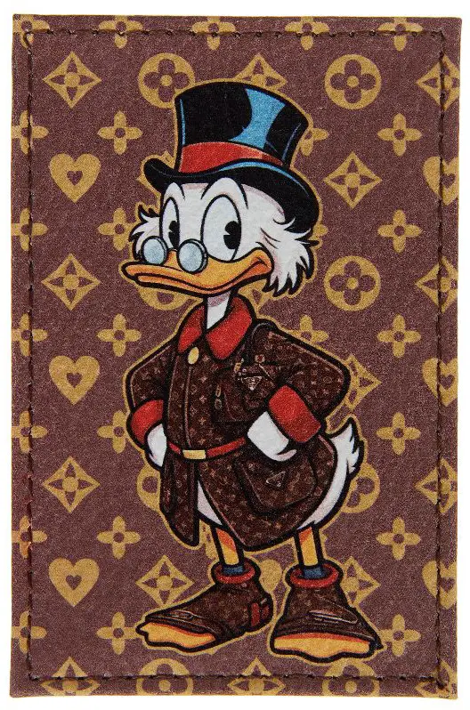 Обложка для проездного билета из натуральной кожи, цветной рисунок по коже "Утёнок"