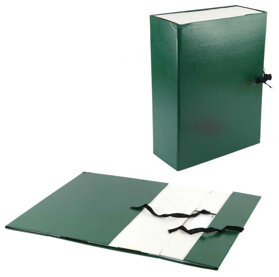 Архивный короб А4, 100 мм, бумвинил, складывающийся, зеленый