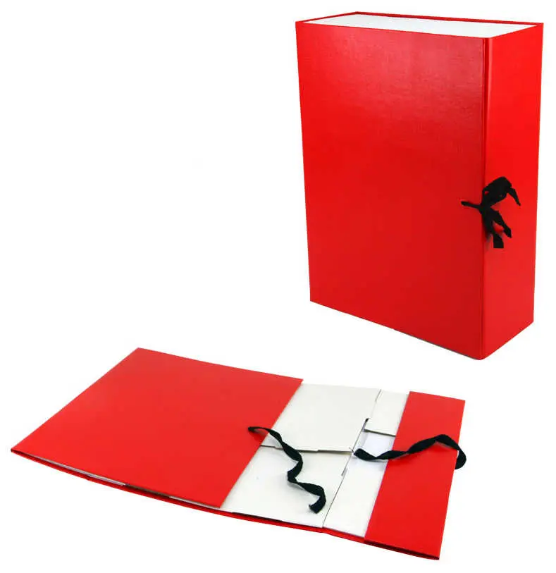 Архивный короб А4, 100 мм, бумвинил, складывающийся, красный