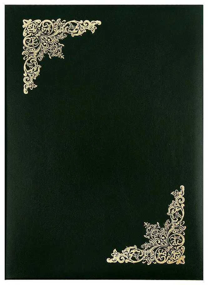 Папка адресная бумвинил А4 (пухлая) "С тиснеными уголками" зеленая с разводами