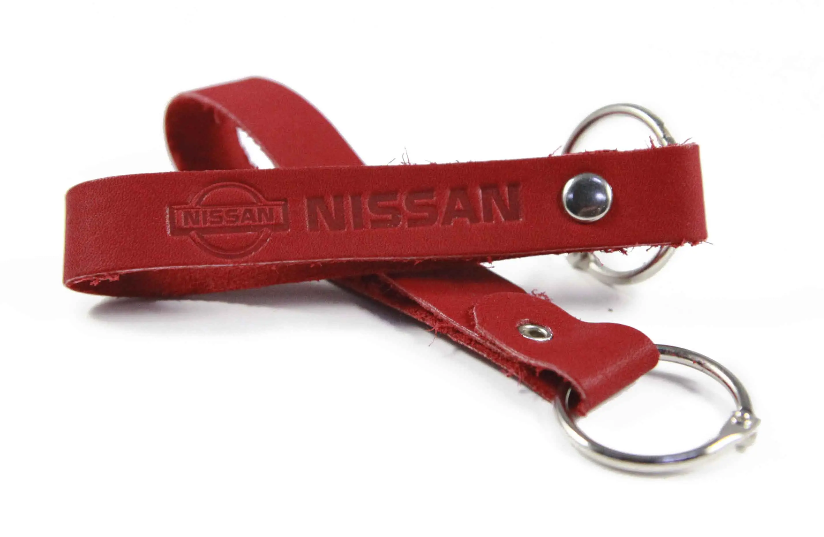 Брелок для ключей из натуральной кожи, красный, тиснение по коже конгрев "NISSAN"
