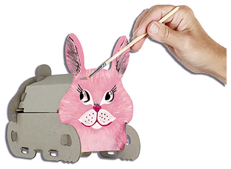 Набор для творчества Конструктор-Раскраска-Домик-Сундучок "Зайчик" в гофрокоробке, в комплекте с красками, кисточкой  и глазками