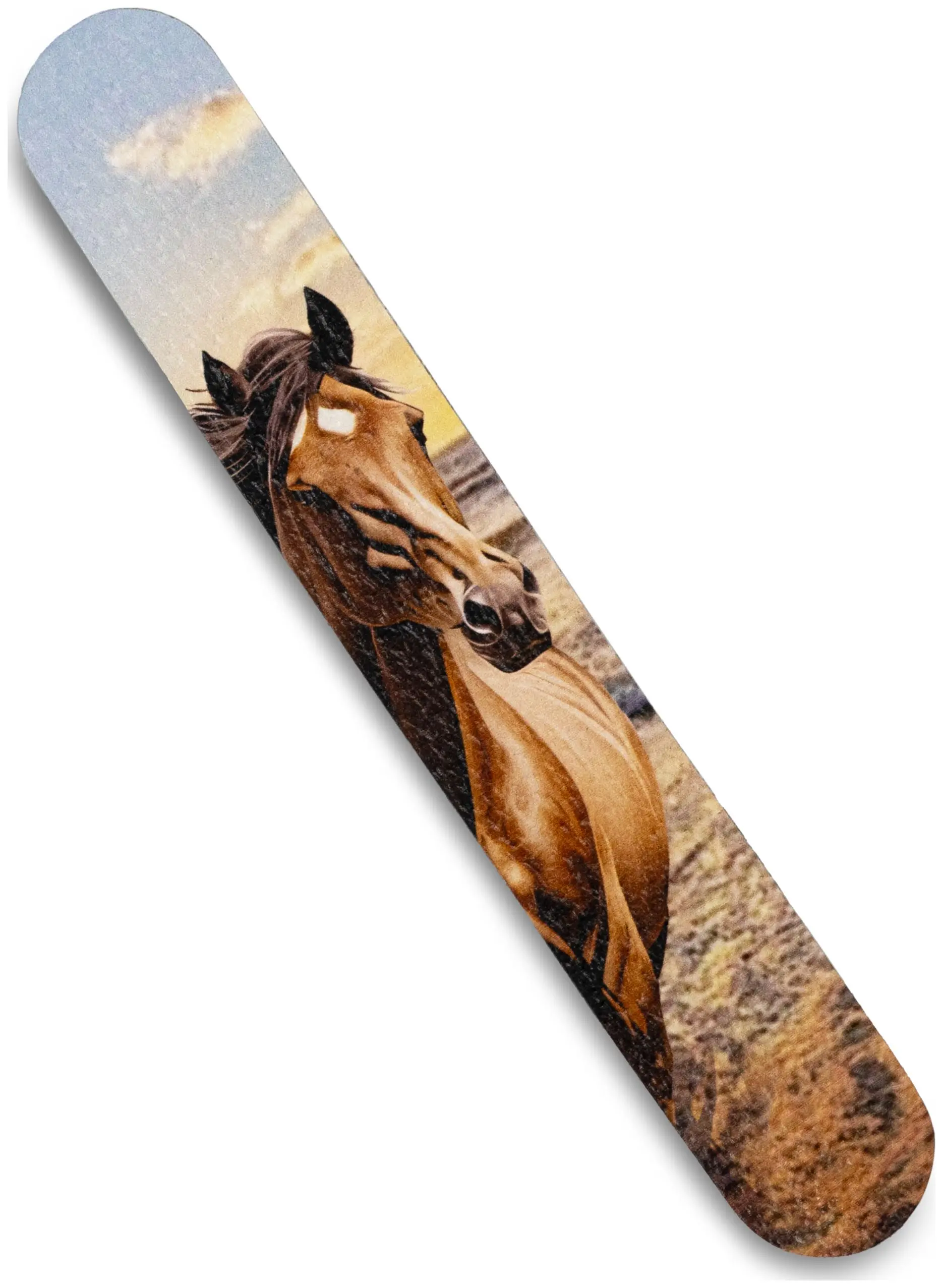 Закладка для книг из натуральной кожи, цветной рисунок по коже "Лошадь и море"