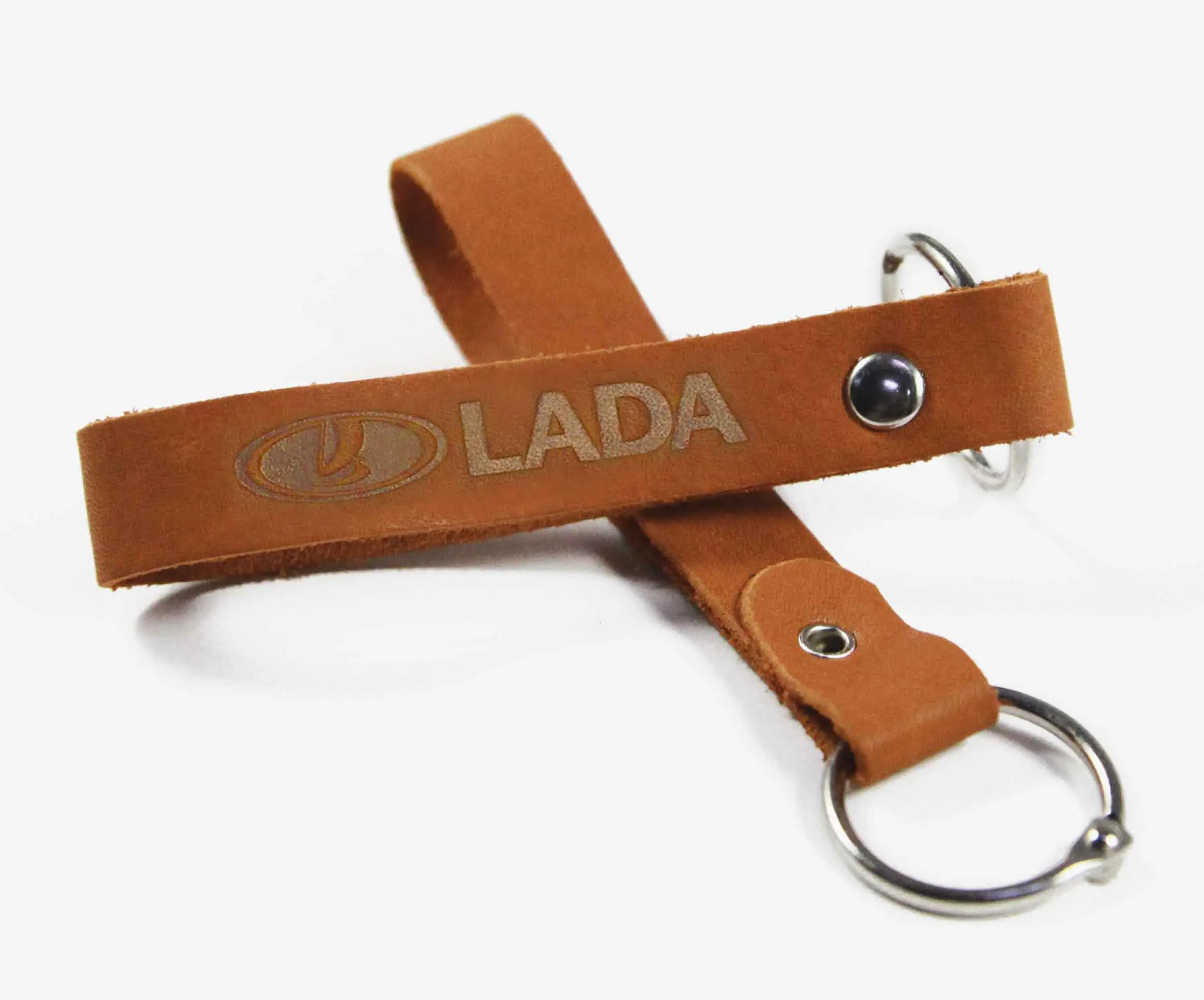 Брелок для ключей из натуральной кожи, рыжий, тиснение по коже конгрев "ЛАДА"
