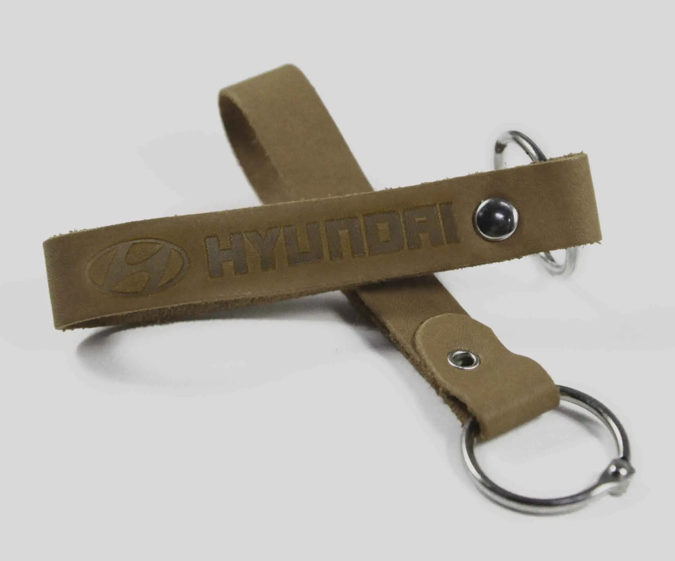 Брелок для ключей из натуральной кожи, оливковый, тиснение по коже конгрев "HYUNDAI"