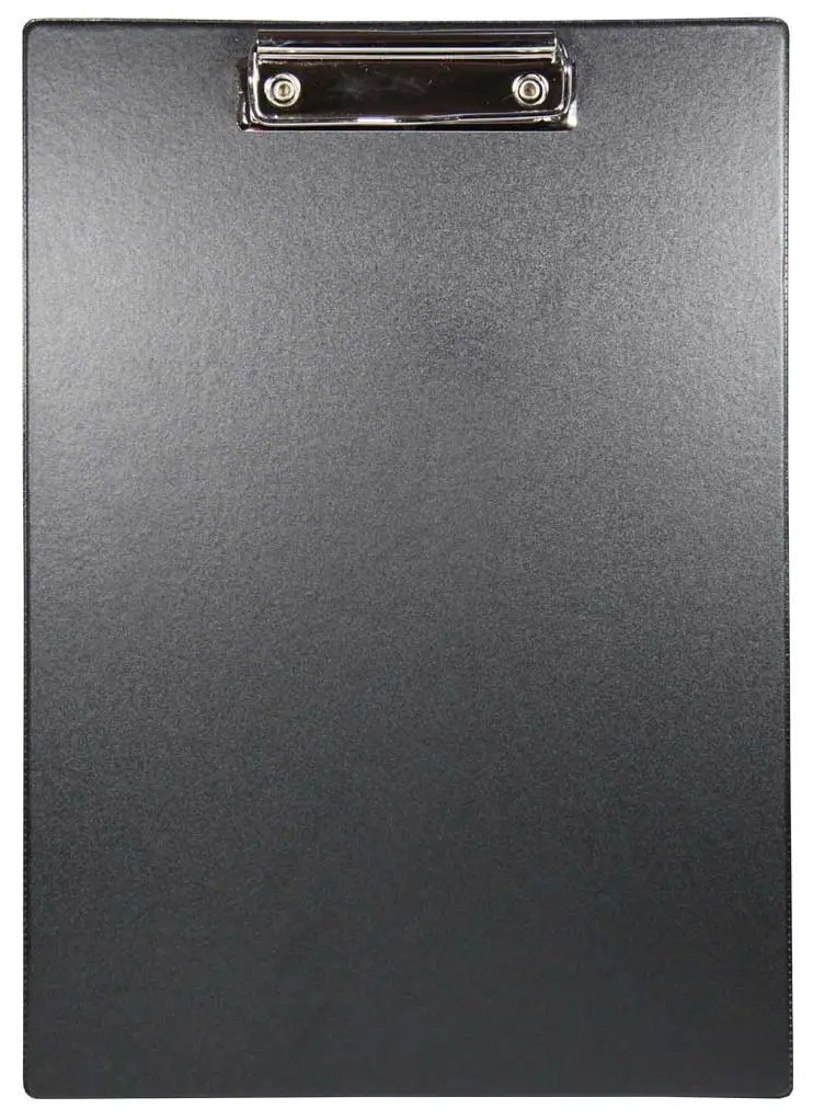 Папка-планшет без крышки, ПВХ А4 с металлическим зажимом (без вытягивающегося подвеса) черный