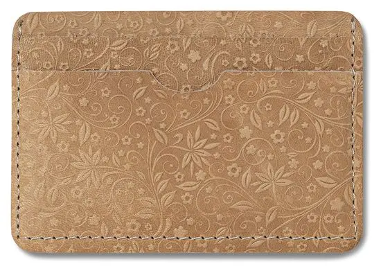 Картхолдер "Бетховен" из натуральной кожи, бежевый, пять отделений, тиснение "Флаверс"