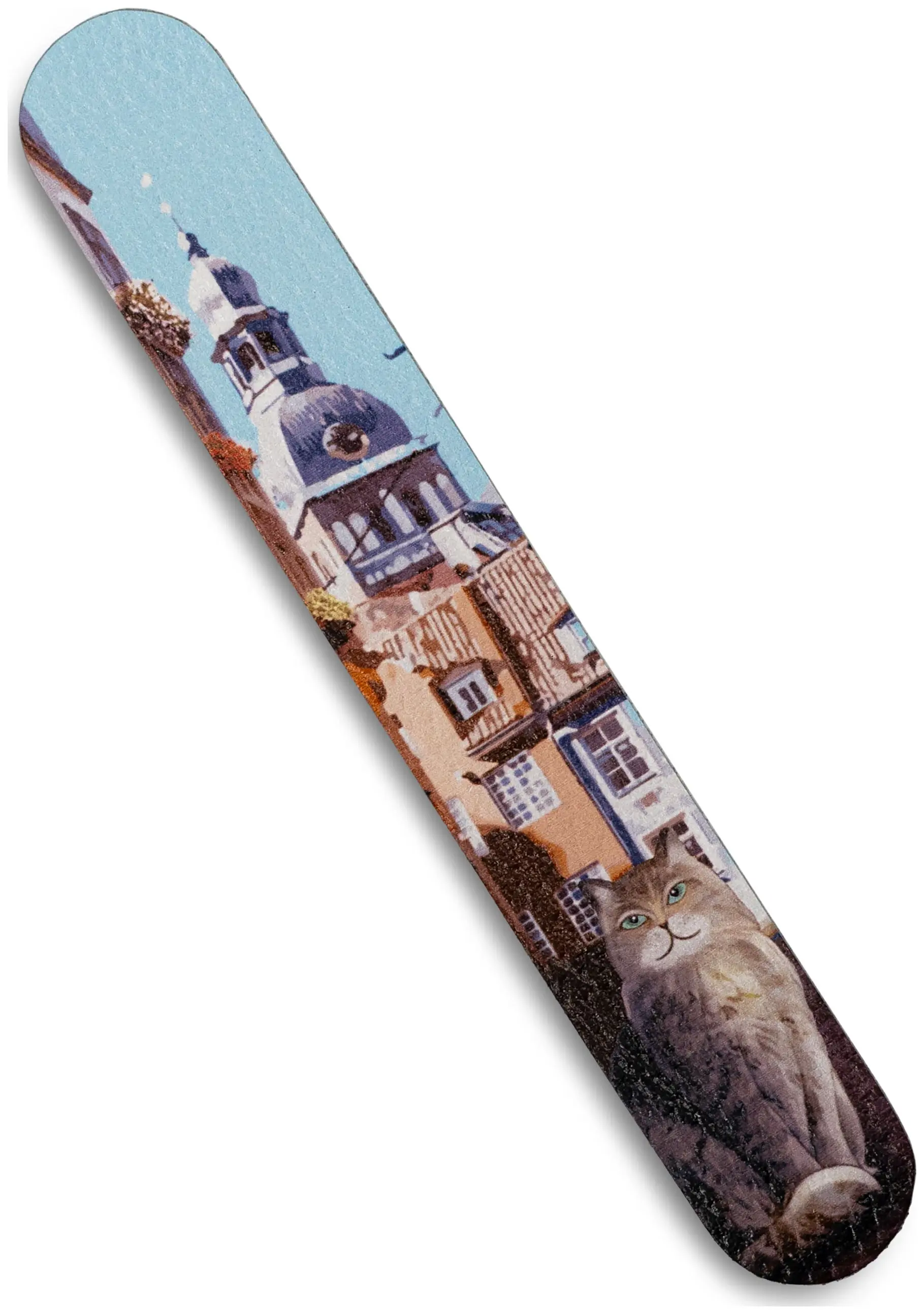 Закладка для книг из натуральной кожи, цветной рисунок по коже "Старая улица"