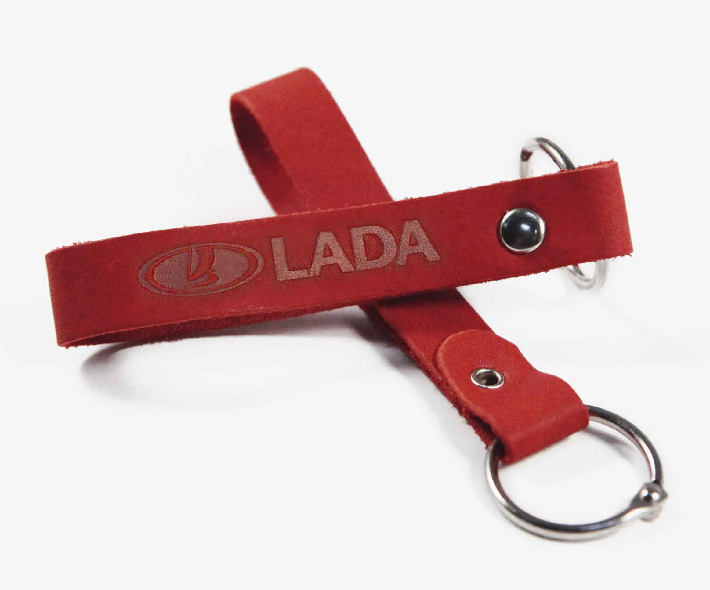 Брелок для ключей из натуральной кожи, красный, тиснение по коже конгрев "ЛАДА"