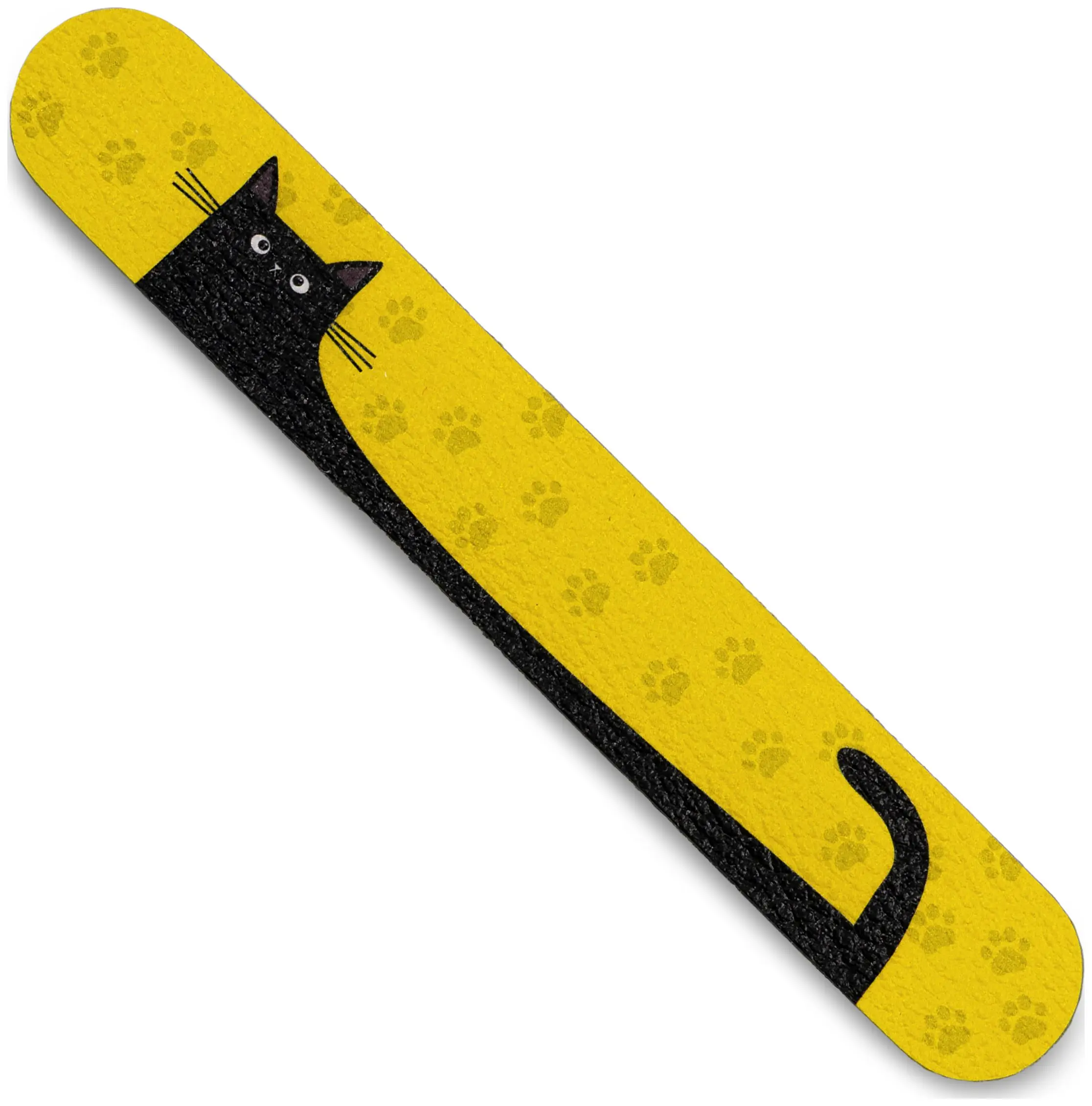 Закладка для книг из натуральной кожи, цветной рисунок по коже "Черный кот"