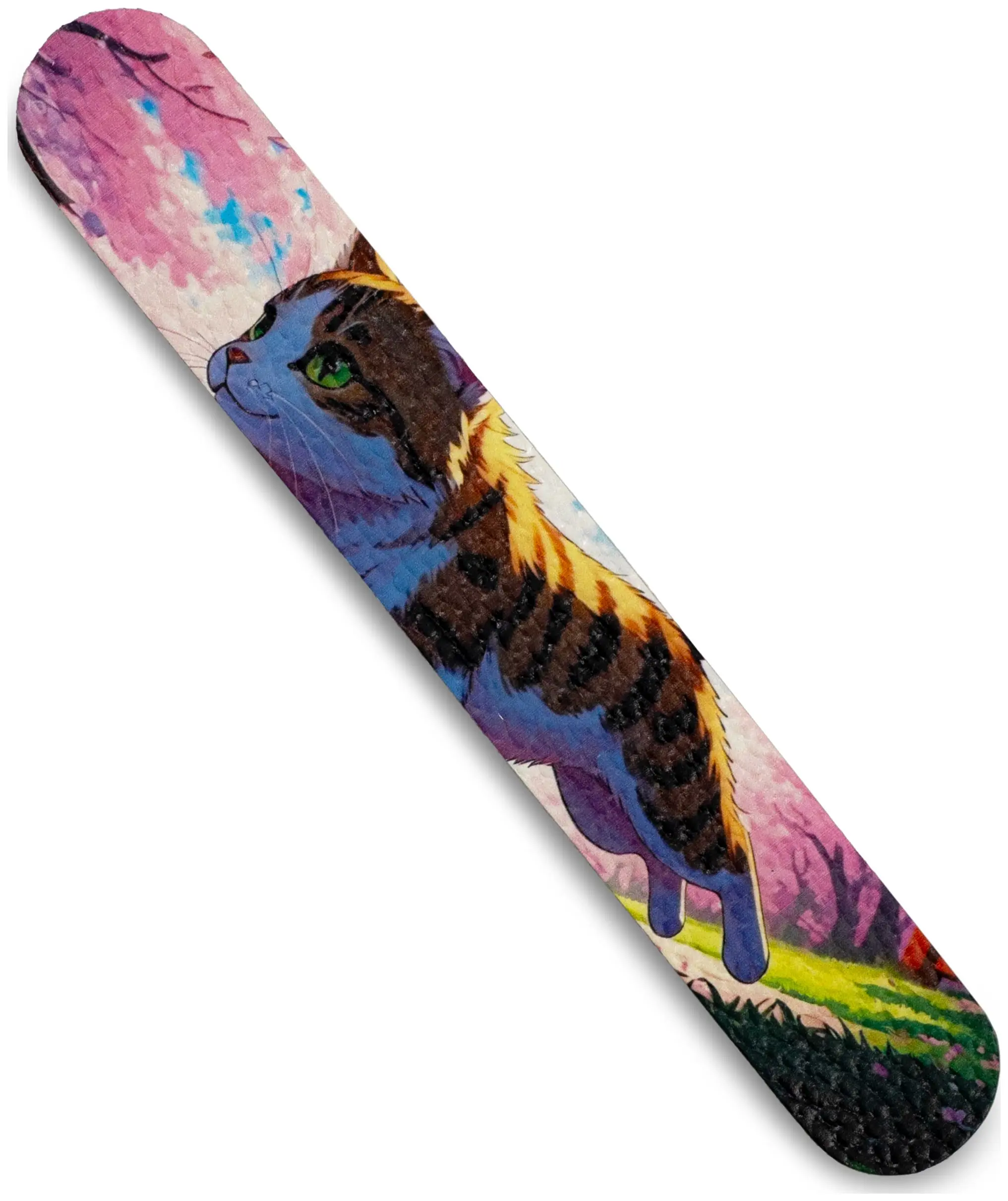 Закладка для книг из натуральной кожи, цветной рисунок по коже "Рыжий-полосатый кот"