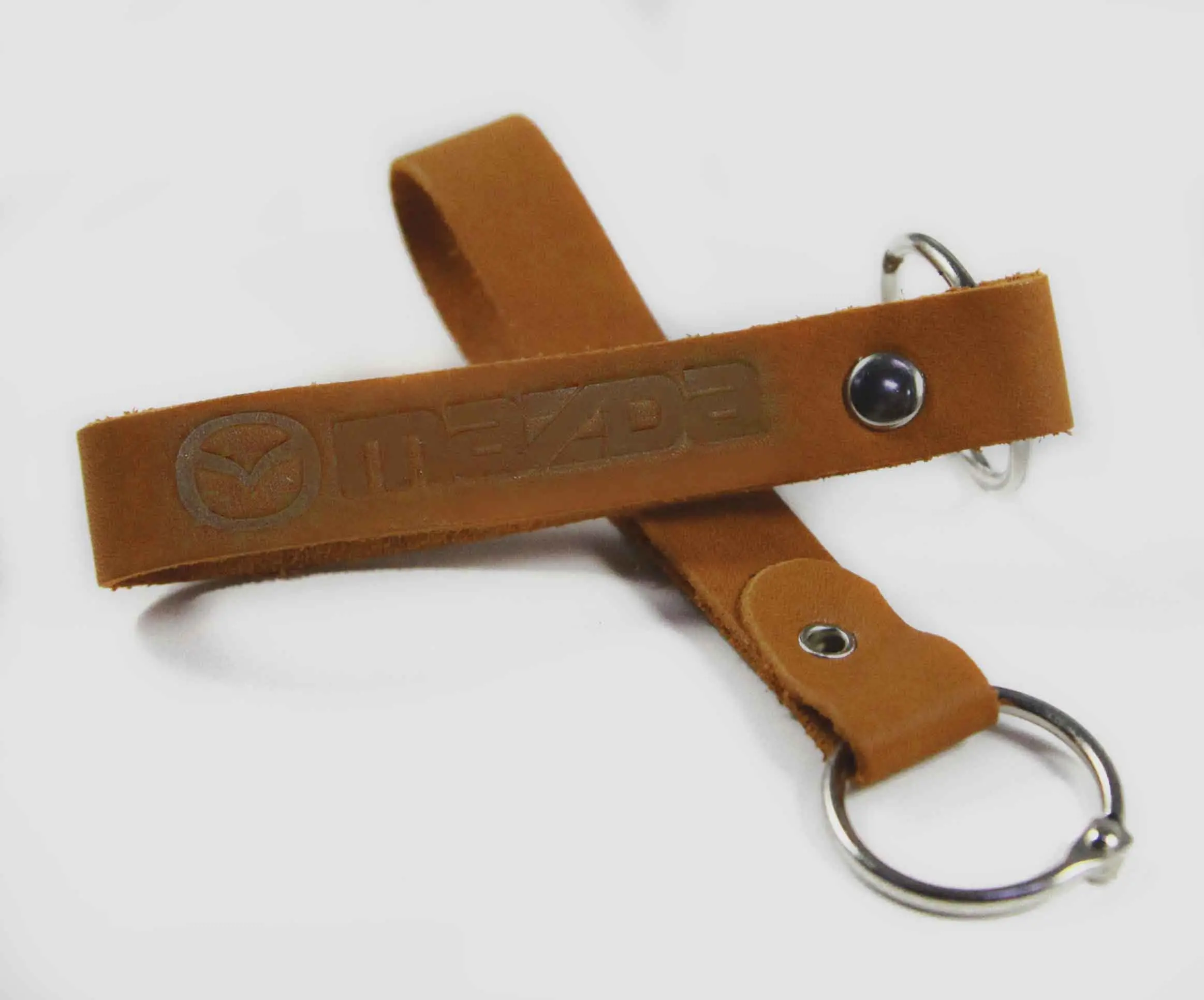 Брелок для ключей из натуральной кожи, рыжий, тиснение по коже конгрев "MAZDA"