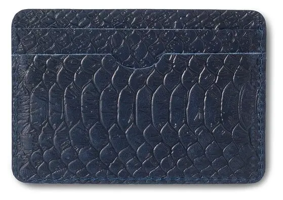 Картхолдер "Бетховен" из натуральной кожи, синий, пять отделений, тиснение "Питон"