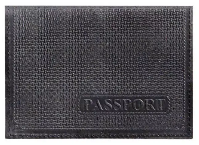 Обложка для паспорта из натуральной кожи, черный, тисн.конгрев"PASSPORT"