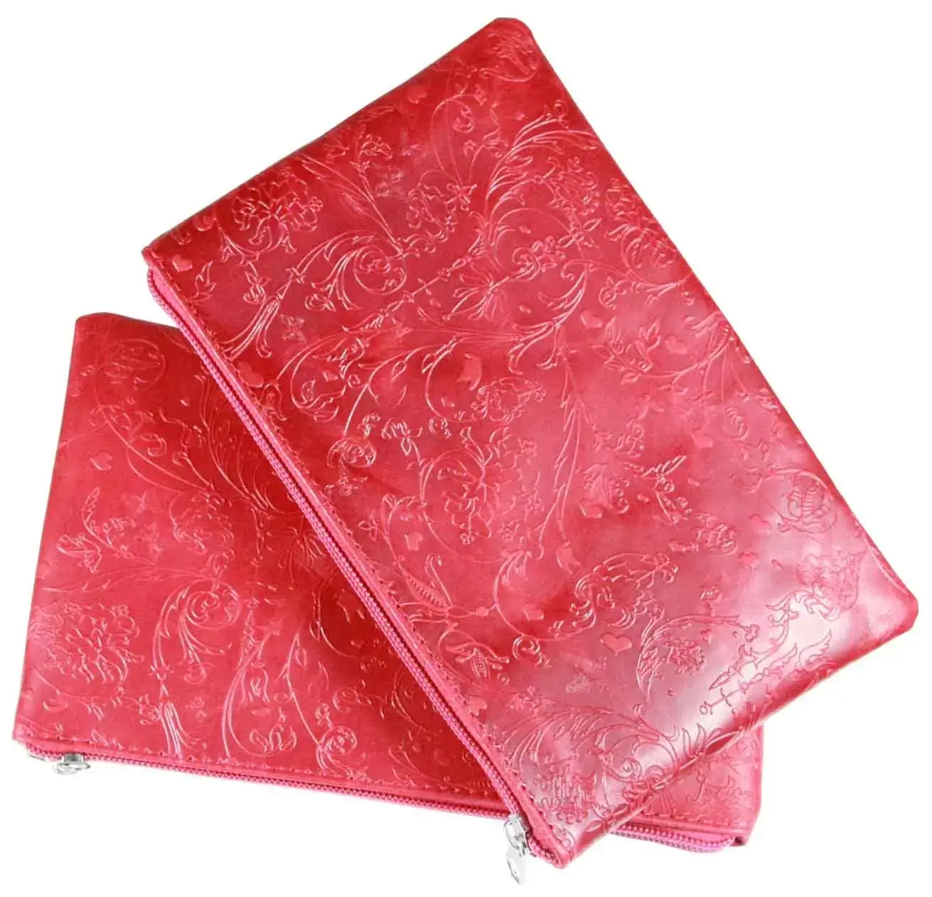 Косметичка из натуральной кожи 21x0,5x12,5 см, красная, тиснение по коже конгрев "Вдохновение"