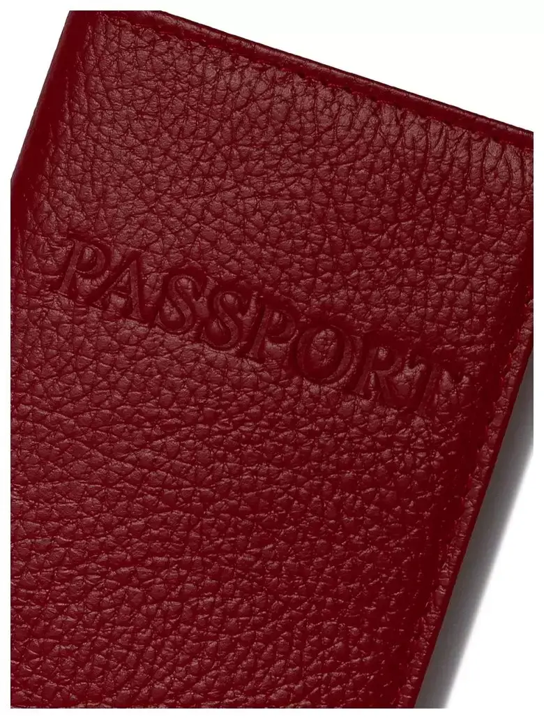 Обложка для паспорта из натуральной кожи Флотер, красный, тисн.конгрев "PASSPORT"