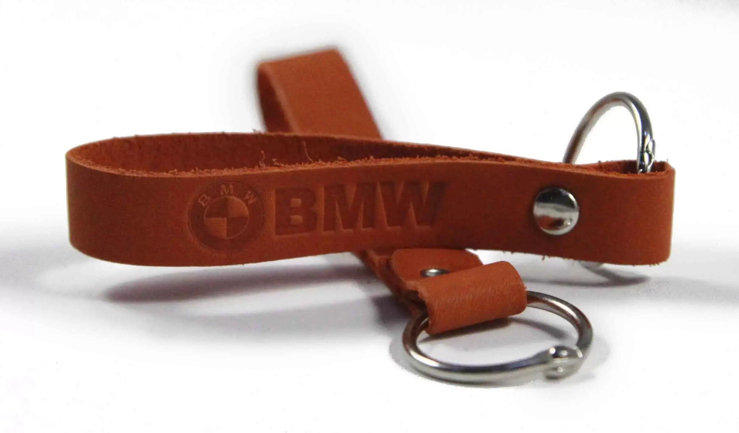 Брелок для ключей из натуральной кожи, рыжий, тиснение по коже конгрев "BMW"